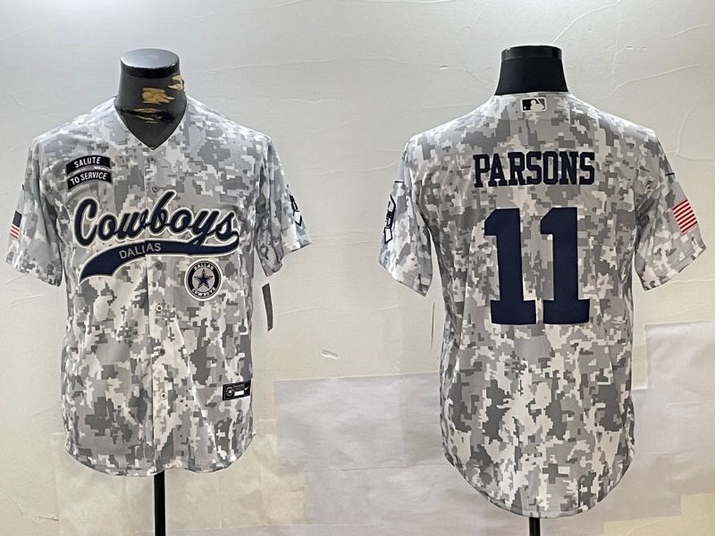 Men Dallas Cowboys 11 Parsons Nike Arctic Camo 2024 Salute to Service Limited NFL Jersey style 3